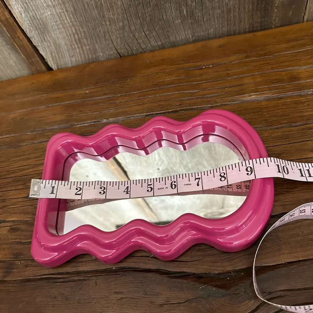 Scalloped Mirror in Hot Pink Wall Hanging or Tabletop - Picture 12 of 13